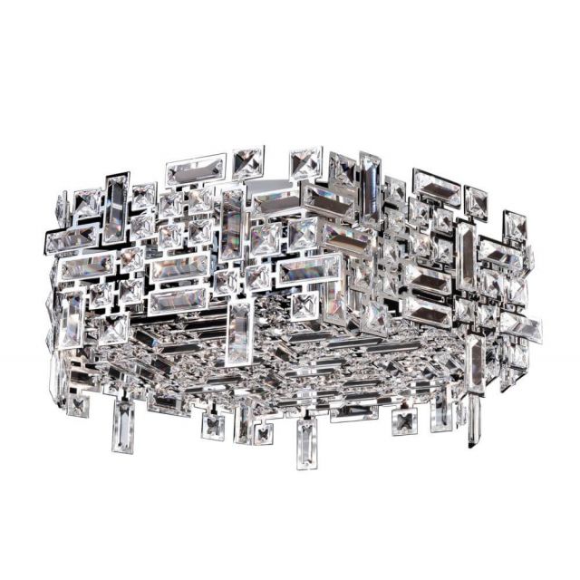 Allegri Vermeer 6 Light 24 Inch Hex Crystal Flush Mount In Chrome with Firenze Clear Crystal 11194-010-FR001