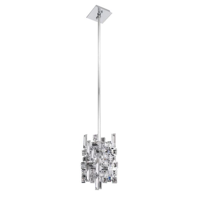 Allegri Vermeer 5 inch 1 Light Crystal Pendant In Chrome with Firenze Clear Crystal 11195-010-FR001