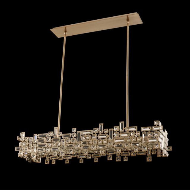 Allegri 11199-038-FR001 Vermeer 8 Light 44 inch Linear Light in Brushed Champagne Gold with Clear Firenze Crystals