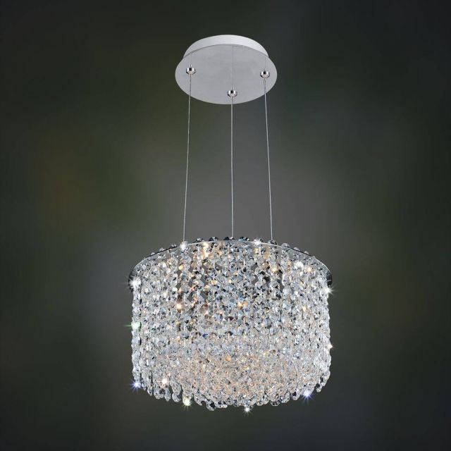 Allegri 11667-010-FR001 Milieu Metro 2 Light 11 inch Pendant in Chrome with Firenze Clear Crystal
