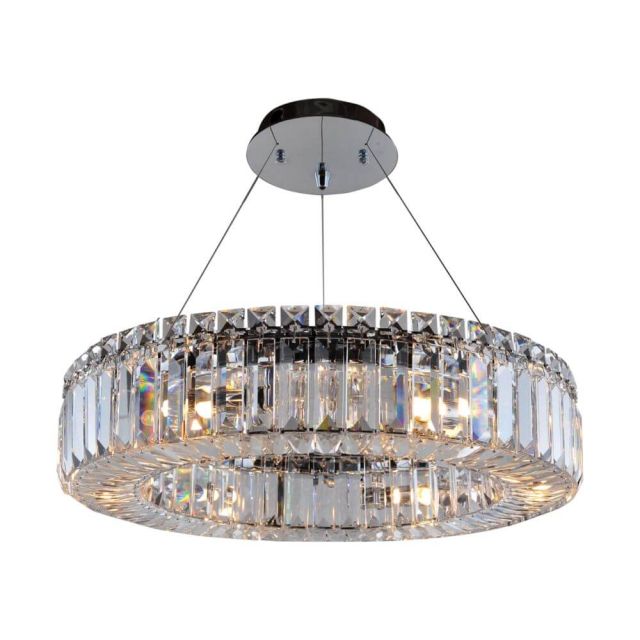 Allegri Rondelle 18 Inch 6 Light Round Crystal Pendant In Chrome Firenze Clear Crystal - 11703-010-FR001