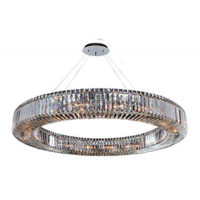 Allegri 11706-010-FR001 Rondelle 47 Inch 18 Light Round Crystal Pendant In Chrome with Firenze Clear Crystal
