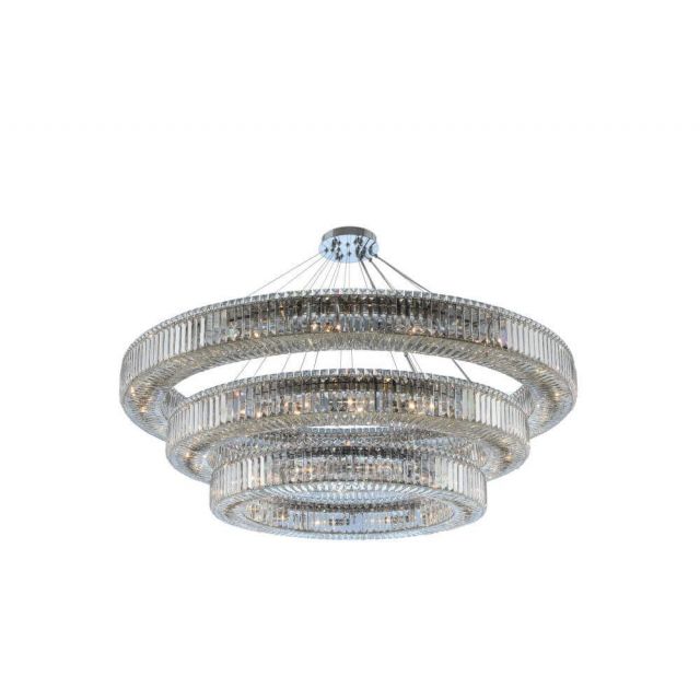 Allegri Rondelle 48 Light 60 Inch 3 Tier Pendant in Chrome with Firenze Crystal 11714-010-FR001