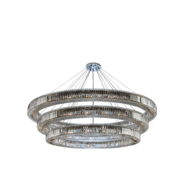 Allegri 11715-010-FR001 Rondelle 62 Light 84 Inch 3 Tier Pendant in Chrome with Firenze Crystal