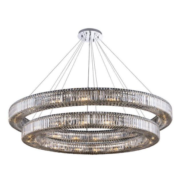 Allegri Rondelle 38 Light 72 Inch 2 Tier Pendant in Polished Chrome with Firenze Crystal 11721-010-FR001