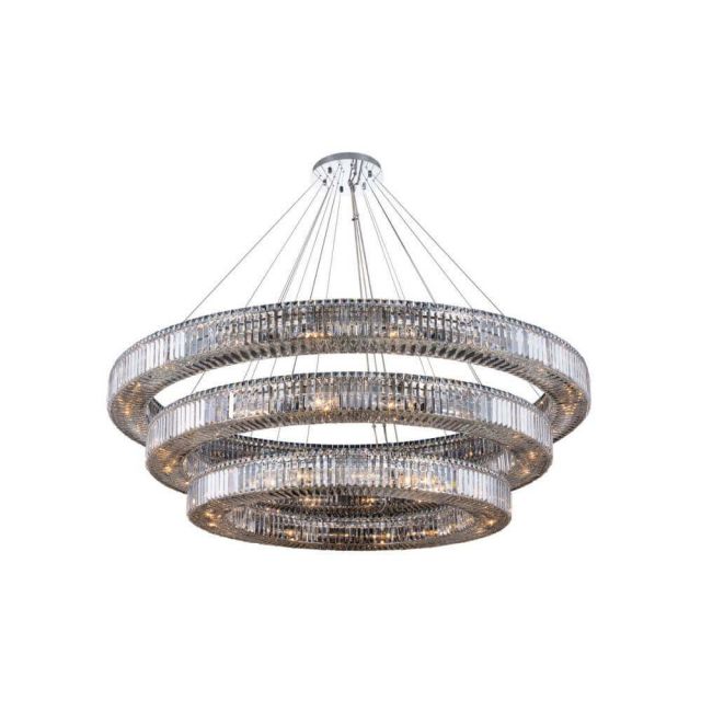 Allegri 11723-010-FR001 Rondelle 56 Light 72 Inch 3 Tier Pendant in Polished Chrome with Firenze Crystal