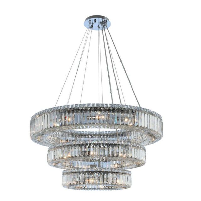 Allegri Rondelle 27 Light 36 Inch 3 Tier Pendant in Chrome with Firenze Crystal 11771-010-FR001