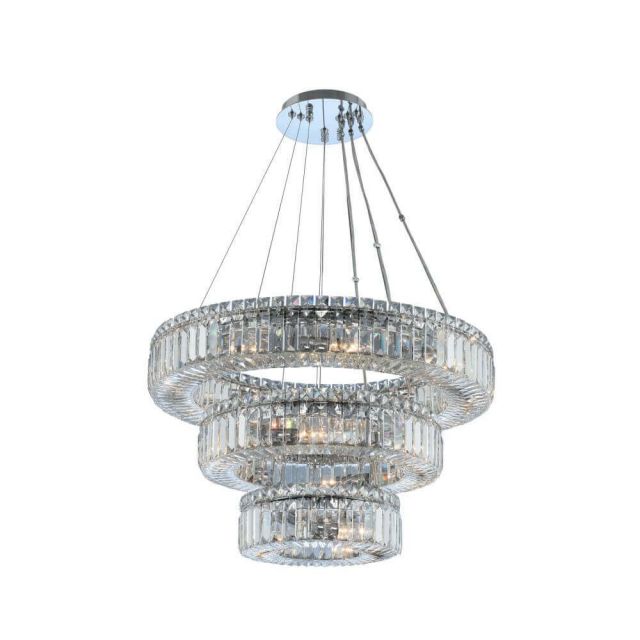 Allegri 11772-010-FR001 Rondelle 18 Light 26 Inch 3 Tier Pendant in Chrome with Firenze Crystal
