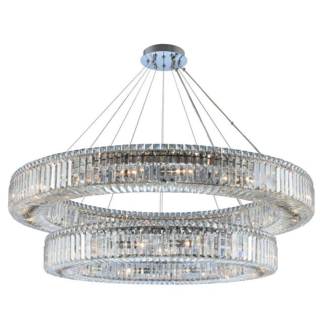 Allegri Rondelle 30 Light 47 Inch 2 Tier Pendant in Chrome with Firenze Crystal 11773-010-FR001