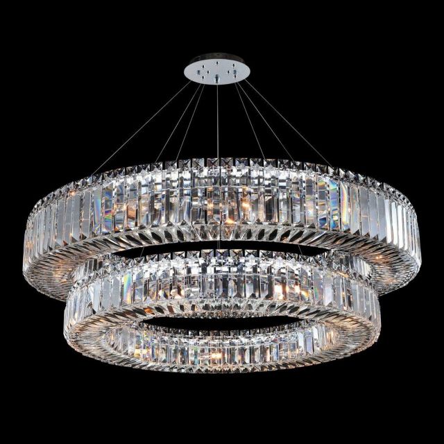 Allegri 11774-010-FR001 Rondelle 21 Light 36 inch 2 Tier Pendant in Chrome with Firenze Clear Crystal