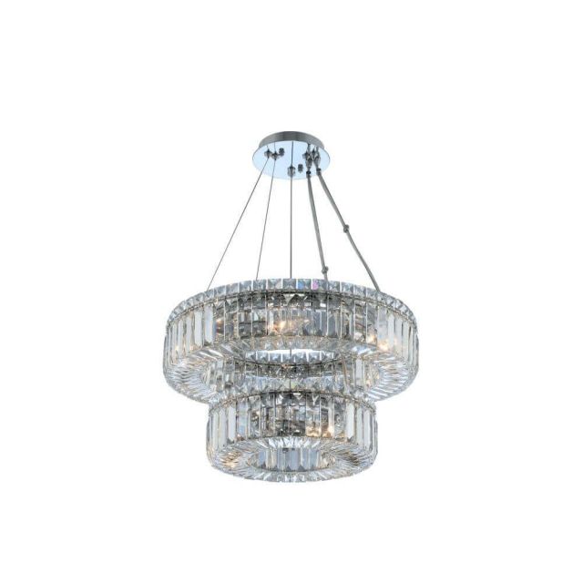 Allegri 11776-010-FR001 Rondelle 9 Light 18 Inch 2 Tier Pendant in Chrome with Firenze Crystal