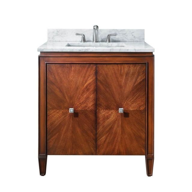 Avanity BRENTWOOD-VS31-NW-C Brentwood 31 Inch Vanity With Carrera White Marble Top In New Walnut