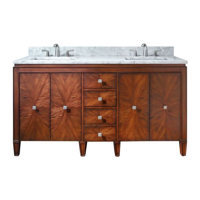 Avanity BRENTWOOD-VS61-NW-C Brentwood 61 Inch Vanity With Carrera White Marble Top In New Walnut