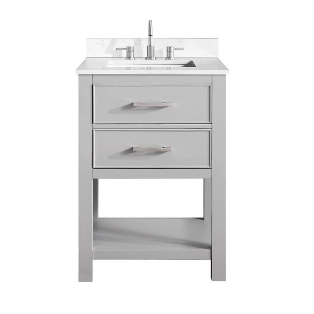 Avanity BROOKS-VS25-CG-E Brooks 25 inch Single Vanity Combo in Chilled Gray with Cala White Engineered Top