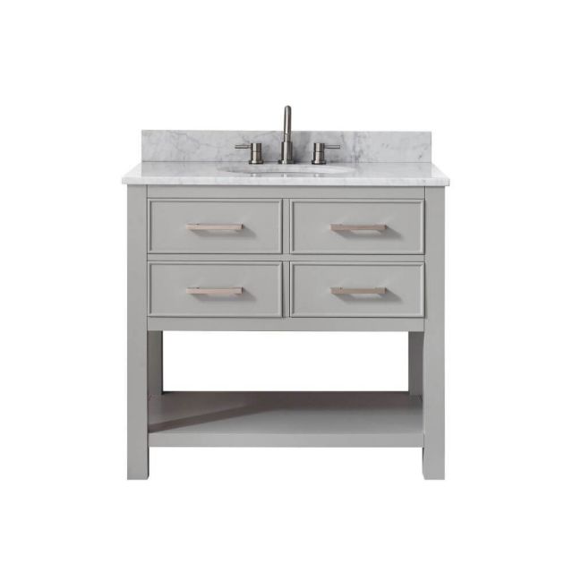 Avanity BROOKS-VS36-CG-C Brooks 37 Inch Vanity In Chilled Gray With Carrera White Marble Top