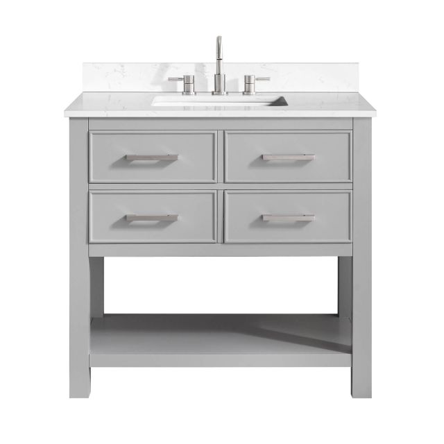 Avanity BROOKS-VS37-CG-E Brooks 37 inch Single Vanity Combo in Chilled Gray with Cala White Engineered Top