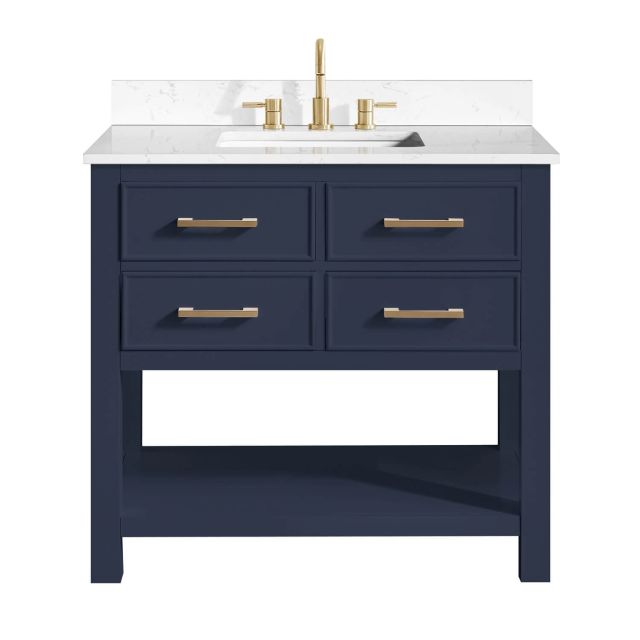 Avanity BROOKS-VS37-NB-E Brooks 37 inch Single Vanity Combo in Navy Blue with Cala White Engineered Top