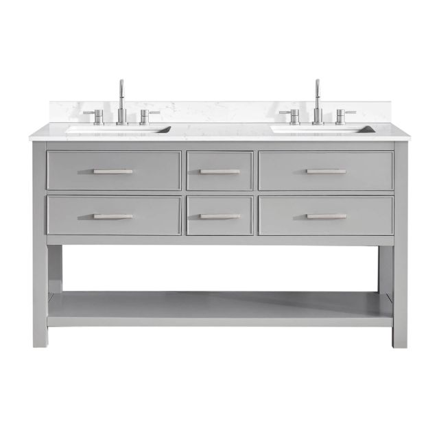Avanity BROOKS-VS61-CG-E Brooks 61 inch Double Vanity Combo in Chilled Gray with Cala White Engineered Top