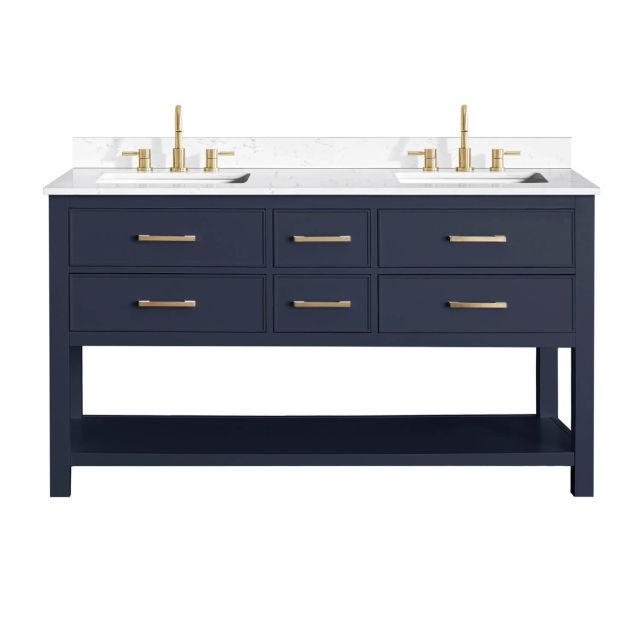 Avanity BROOKS-VS61-NB-E Brooks 61 inch Double Vanity Combo in Navy Blue with Cala White Engineered Top