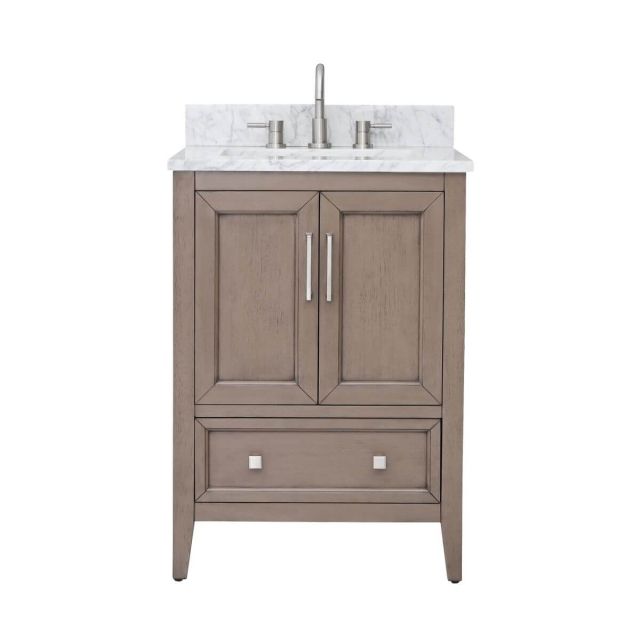 Avanity EVERETTE-VS25-WD-C Everette 25 inch Vanity Combo in Gray Oak with Carrara White Marble Top
