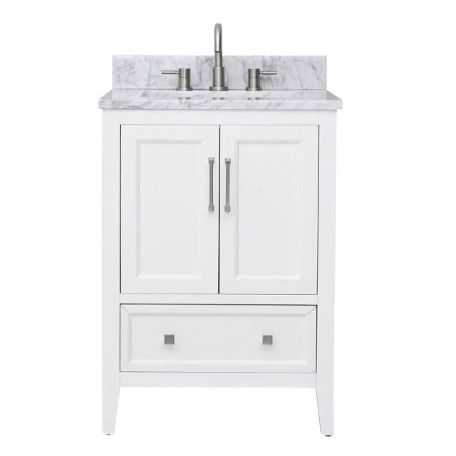 Avanity EVERETTE-VS25-WT-C Everette 25 inch Vanity Combo in White with Carrara White Marble Top