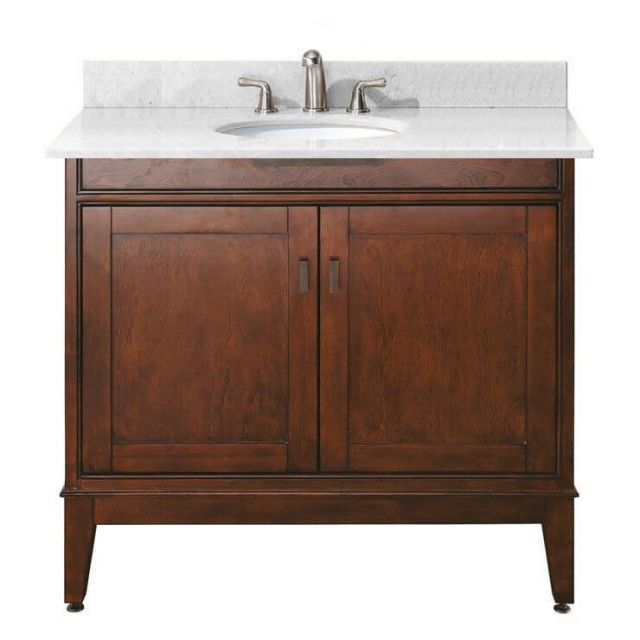 Avanity MADISON-VS36-TO-C Madison 36 Inch Vanity With Carrera White Marble Top And Sink In Tobacco
