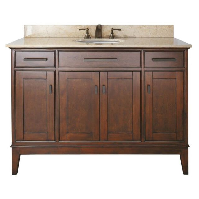 Avanity MADISON-VS48-TO-C Madison 48 Inch Vanity With Carrera White Marble Top And Sink In Tobacco