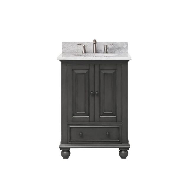 Avanity THOMPSON-VS24-CL-C Thompson 25 Inch Vanity In Charcoal Glaze With Carrera White Marble Top