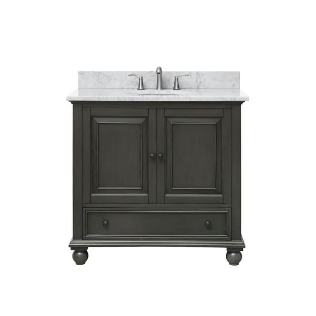 Avanity THOMPSON-VS36-CL-C Thompson 37 Inch Vanity In Charcoal Glaze With Carrera White Marble Top