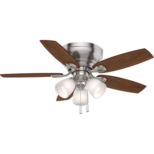 Casablanca 53187 Durant 44 Inch Ceiling fan In Brushed Nickel With 5 Walnut Blade And Cased White Glass