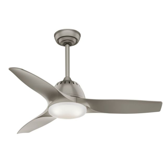 Casablanca 59150 Wisp 1 LED Light 44 Inch Ceiling Fan In Pewter With 3 Pewter Blade And Cased White Glass