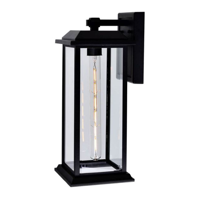 CWI Lighting Blackbridge 1 Light 16 Inch Tall Outdoor Wall Lantern in Black with Beveled Clear Glass 0409W8-1-101-A