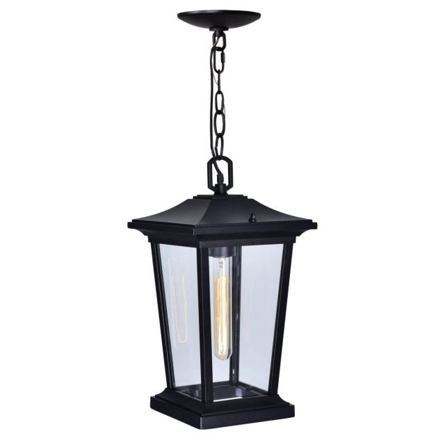 CWI Lighting Leawood 1 Light 8 inch Outdoor Hanging Light in Black with Clear Glass 0413P8-1-101