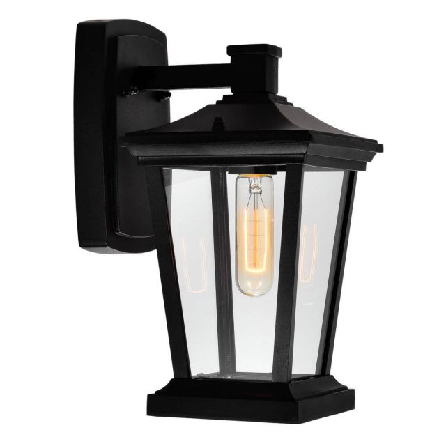CWI Lighting Leawood 1 Light 12 inch Tall Outdoor Wall Light in Black with Clear Glass 0413W7-1-101