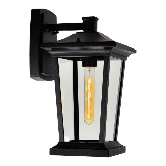 CWI Lighting Leawood 1 Light 15 inch Tall Outdoor Wall Light in Black with Clear Glass 0413W8-1-101