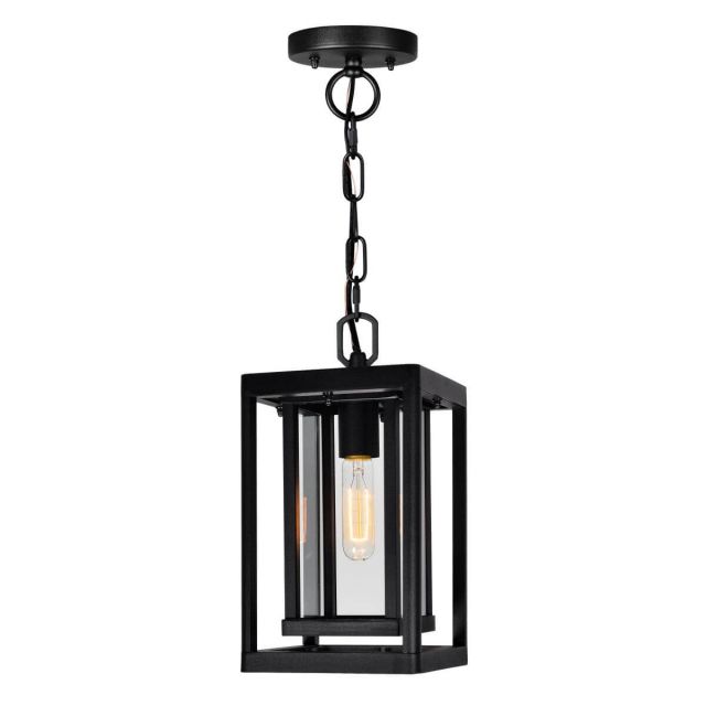 CWI Lighting Mulvane 1 Light 7 inch Outdoor Hanging Light in Black with Clear Glass 0415P7-1-101