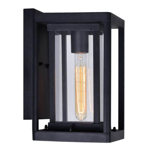CWI Lighting Mulvane 1 Light 11 inch Tall Outdoor Wall Light in Black with Clear Glass 0415W7-1-101