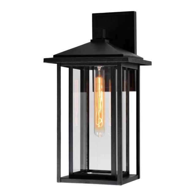 CWI Lighting Crawford 1 Light 18 inch Tall Outdoor Wall Light in Black with Clear Glass 0417W9-1-101