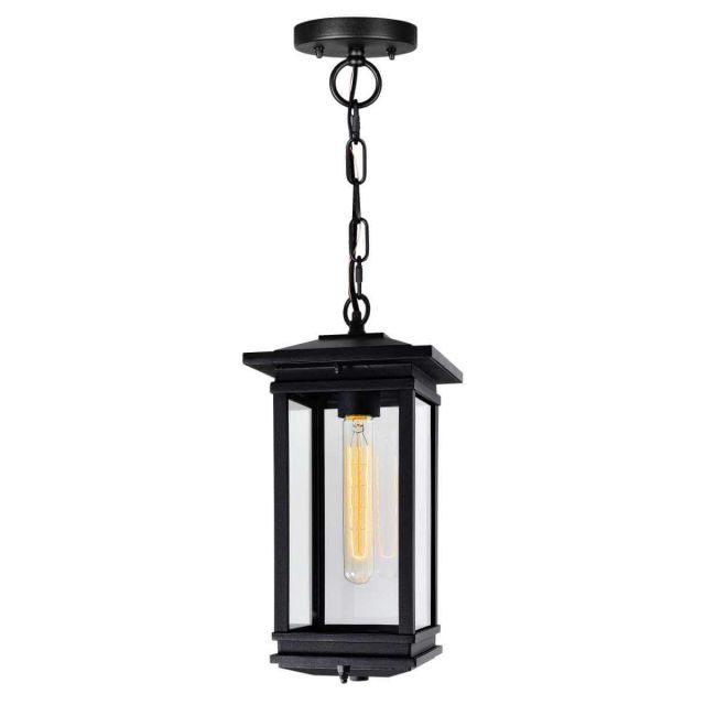 CWI Lighting Oakwood 1 Light 7 inch Outdoor Hanging Light in Black with Clear Glass 0422P7-1-101