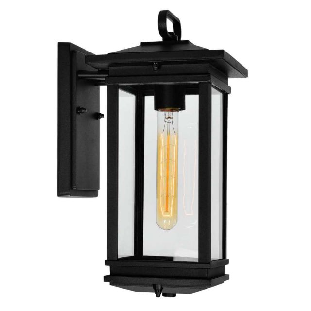 CWI Lighting Oakwood 1 Light 14 inch Tall Outdoor Wall Light in Black with Clear Glass 0422W7-1-101