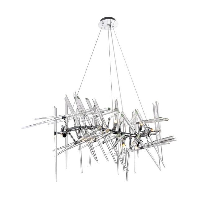 CWI Lighting 1154P39-10-601 Icicle 10 Light 21 Inch Chandelier in Chrome