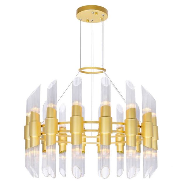 CWI Lighting Croissant 32 Light 32 inch Chandelier in Satin Gold 1269P32-32-602