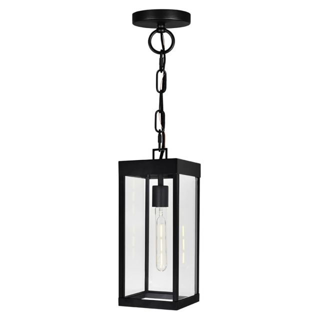 CWI Lighting Windsor 1 Light 7 inch Outdoor Hanging Light in Black with Clear Glass 1695P7-1-101