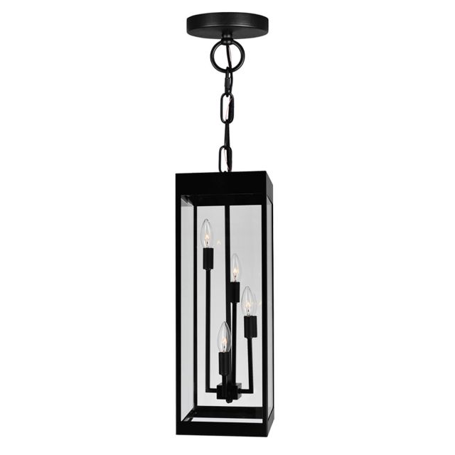 CWI Lighting Windsor 4 Light 8 inch Outdoor Hanging Light in Black with Clear Glass 1695P8-4-101
