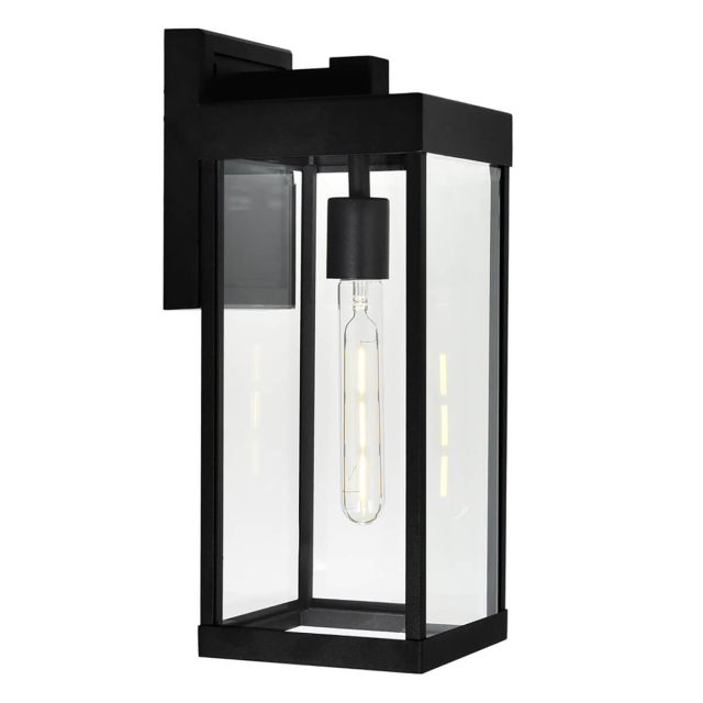 CWI Lighting Windsor 1 Light 21 inch Tall Outdoor Wall Light in Black with Clear Glass 1695W7-1-101