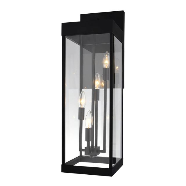 CWI Lighting Windsor 4 Light 23 inch Tall Outdoor Wall Light in Black with Clear Glass 1695W8-4-101