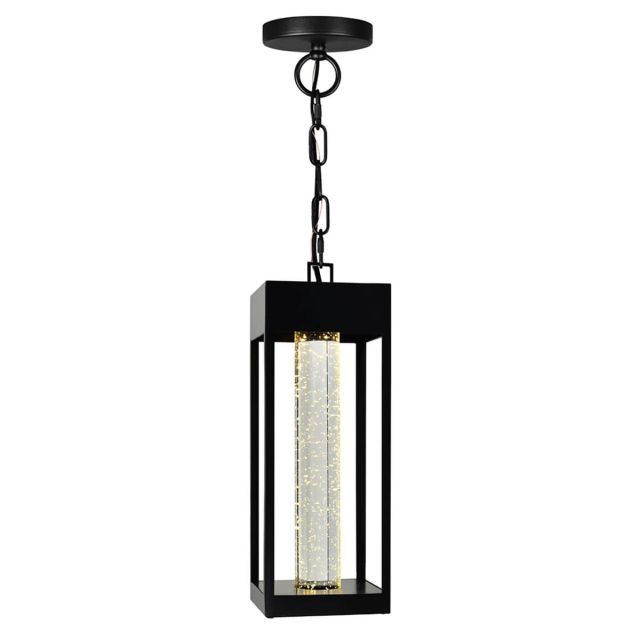 CWI Lighting Rochester 5 inch LED Outdoor Hanging Light in Black with Clear Crystal 1696P5-1-101