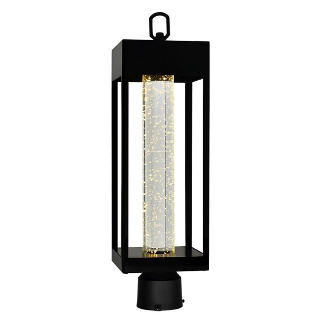 CWI Lighting Rochester 15 inch Tall LED Outdoor Lantern Head in Black with Clear Crystal 1696PT5-1-101