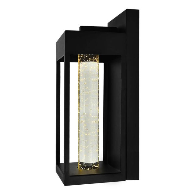CWI Lighting Rochester 15 inch Tall LED Outdoor Wall Light in Black with Clear Crystal 1696W5-1-101-A