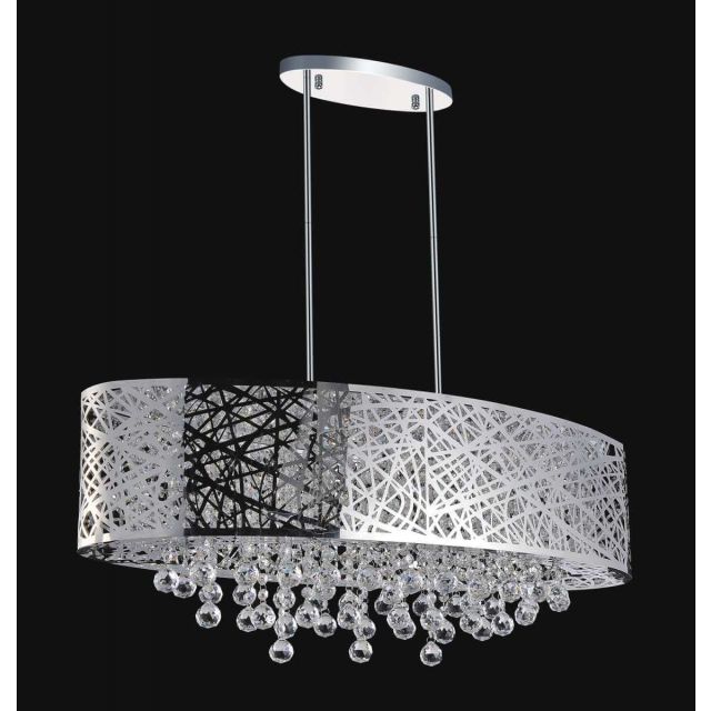 CWI Lighting 5008P32ST-O Eternity 8 Light 32 inch Drum Shade Chandelier in Chrome with Clear Crystal